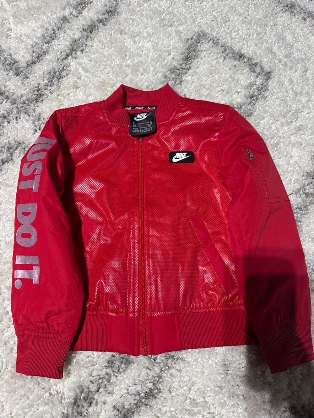 Nike kids Red 'Just Do It' Bomber Jacket